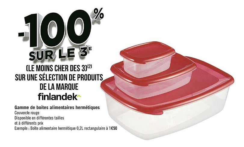 gamme de boîtes alimentaires hermétiques finlandek -100% sur le 3e