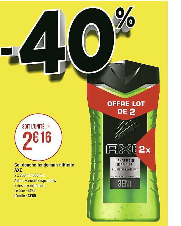 gel douche lendemain difficile axe