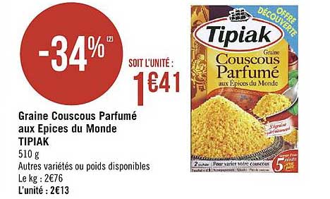 graine couscous parfumé aux épices du monde tipiak