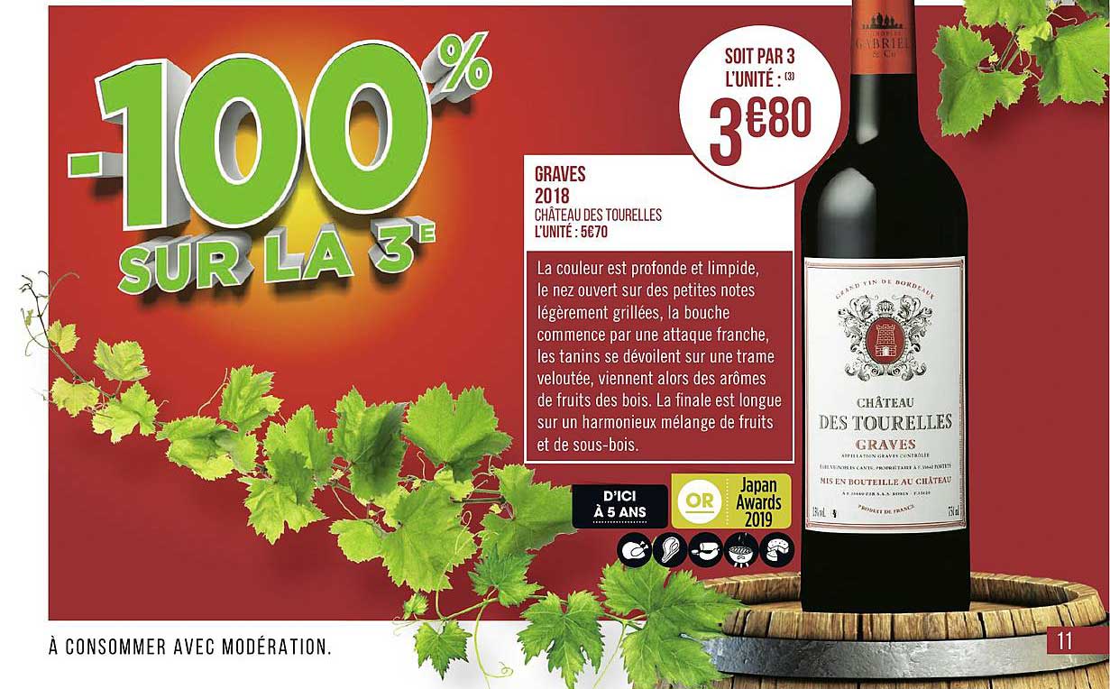 graves 2018 château des tourelles -100% sur le 3e