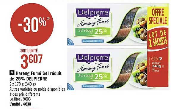 hareng fumé sel réduit de 25% delpierre