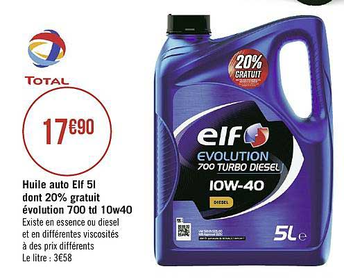 Huile Auto Elf 5 Litres 10w40