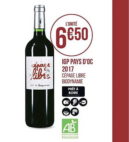 igp pays d oc 2017 cépage libre