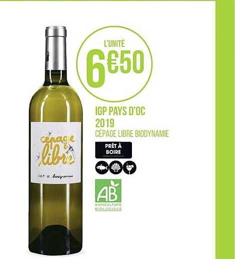 igp pays d oc 2019 cépage libre