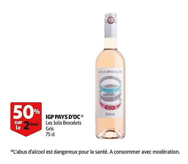 igp pays d'oc les jolies bracelets gris 50% sur le 2ème