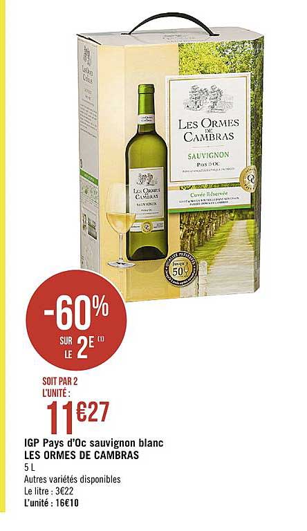 igp pays d'oc sauvignon blanc les ormes de cambras
