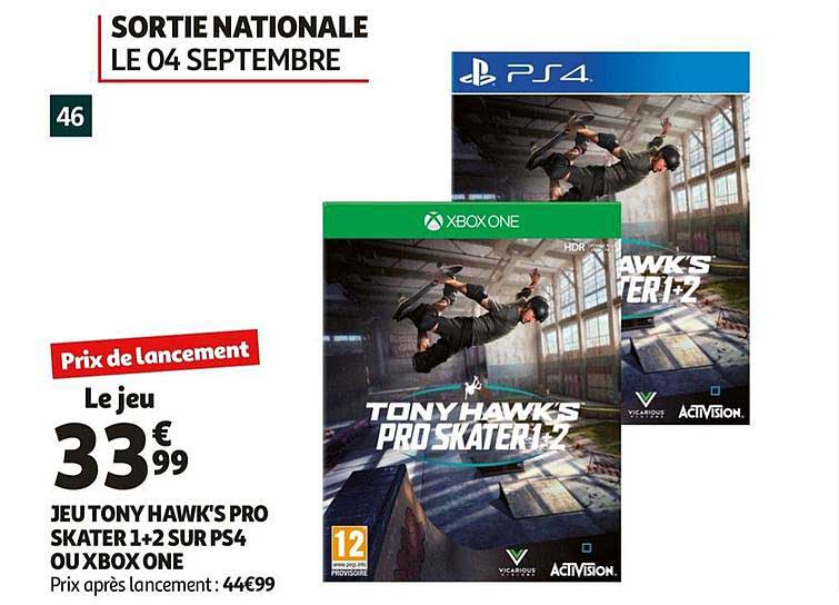 jeu tony hawk's pro sketer 1+2 sur ps4 ou xbox one