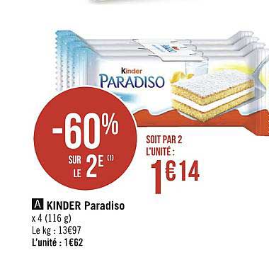 kinder paradiso -60% sur le 2e