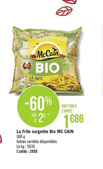 La Frite Surgelée Bio Mc Cain -60% Sur Le 2e