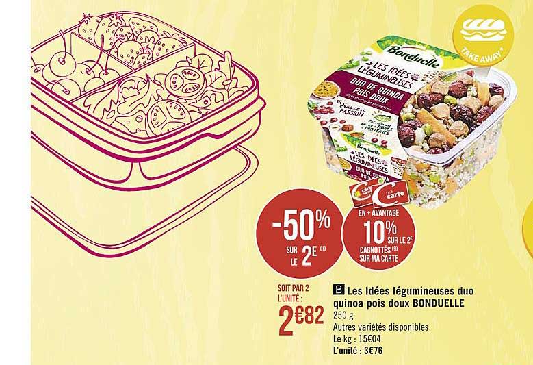 les idées légumineuses duo quinoa pois doux bonduelle -50% sur le 2e