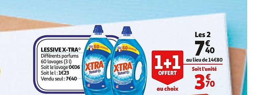 lessive x tra 1 +1 offert au choix