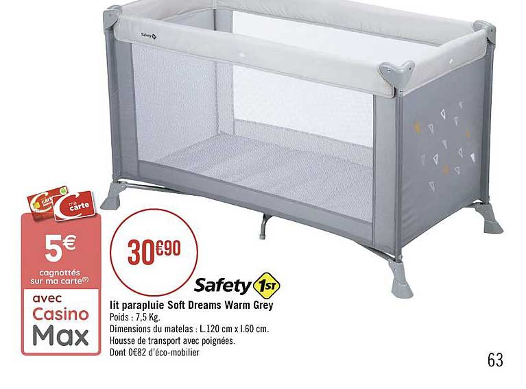 lit parapluie soft dreams warm grey safety1st