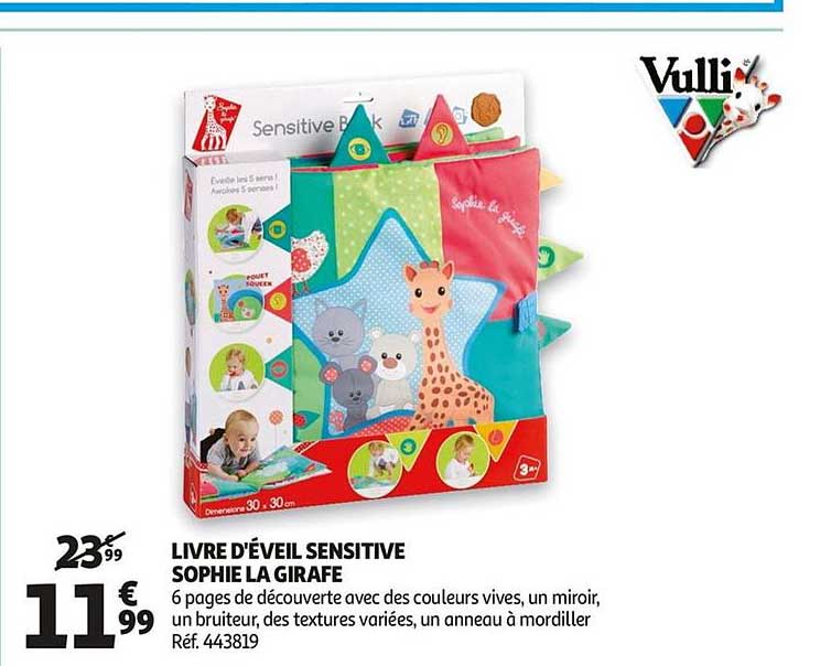 livre d'éveil sensitive sophie la girafe