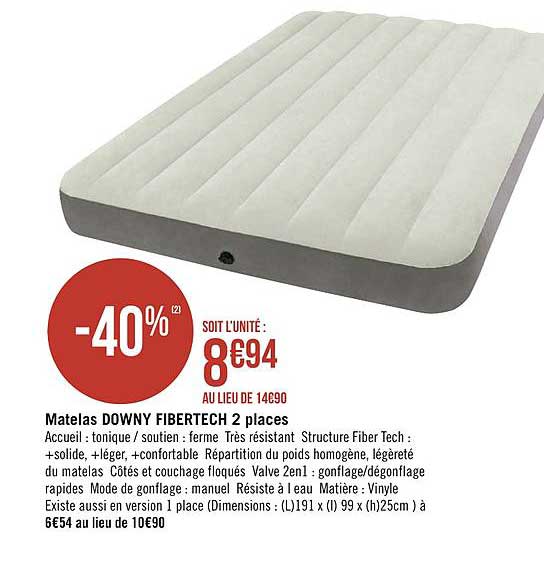 Matelas Downy Fibertech 2 Places