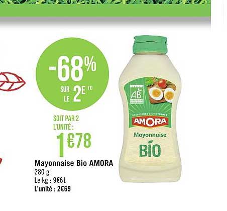 Mayonnaise Bio Amora -68% Sur Le 2e