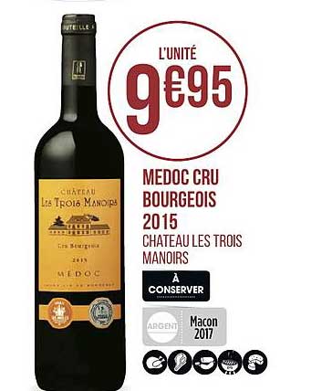 medoc cru bourgeois 2015 les trois manoirs