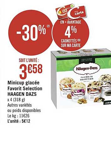 minicup glacée favorite selection haagen dazs