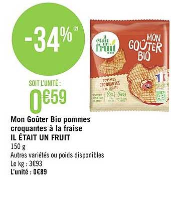 mon goûter bio pommes croquantes à la fraise il état un fruit