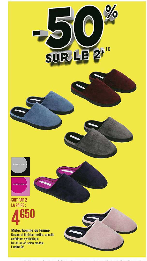 Mules Homme Ou Femme Bronzini -50% Sur Le 2e