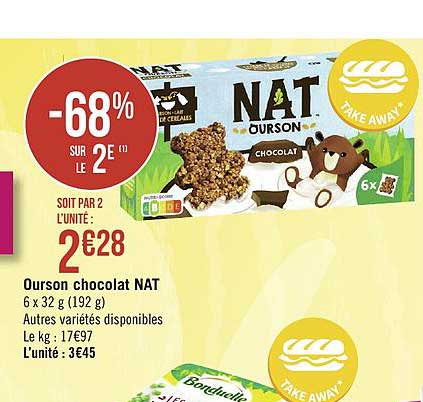nat ourson chocolat -68% sur le 2e