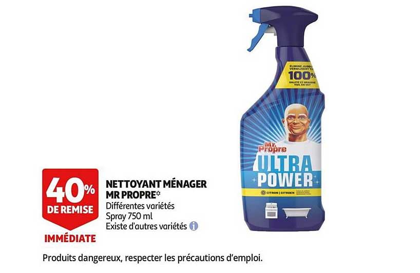 nettoyant ménager mr propre 40% de remise immédiate