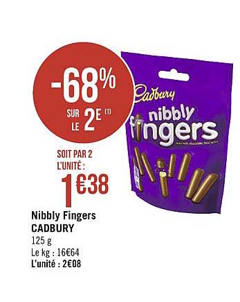 nibbly fingers cadbury -68% sur le 2e