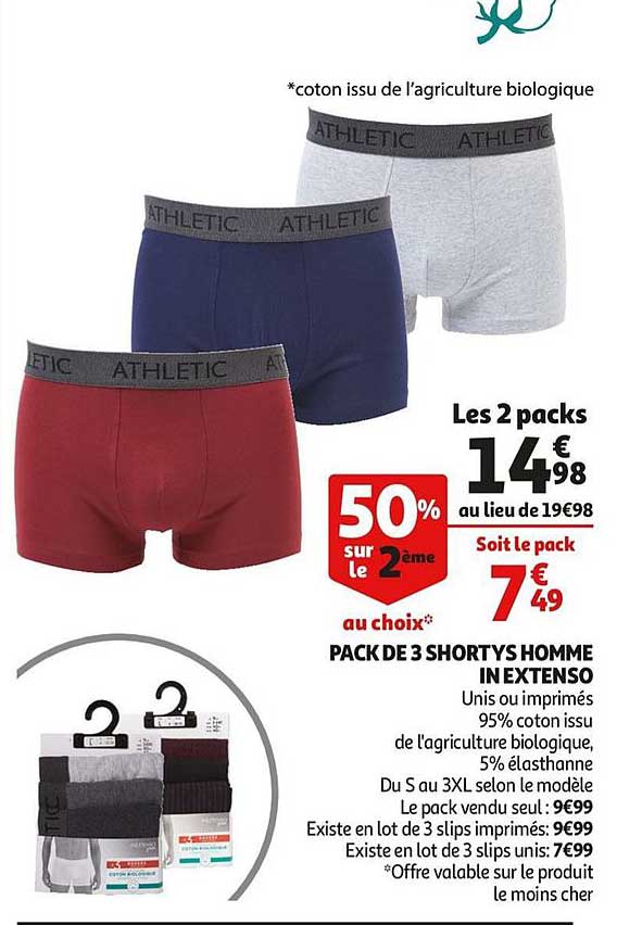 pack de 3 shortys homme in extenso