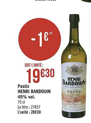pastis henri bardouin 42% vol.