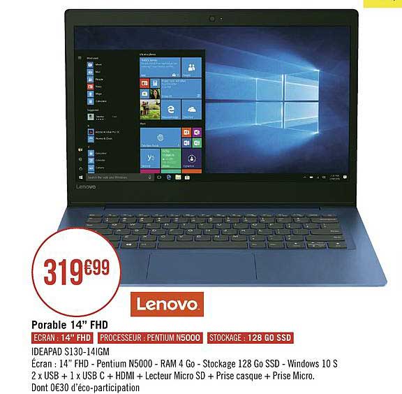 portable 14" fhd lenovo ideapad s130