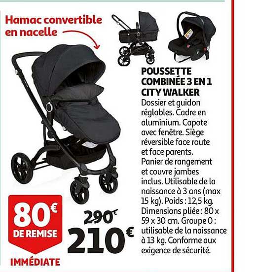 poussette combinée 3 en 1 city walker