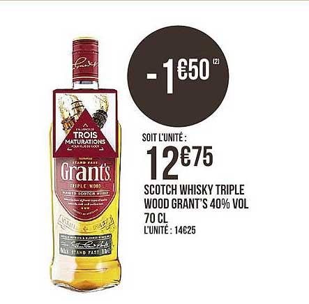 Scotch Whisky Triple  Wood Grant's 40% Vol 70 Cl