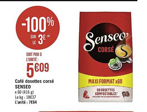 senseo café dosettes corsé -100% sur le 3ème