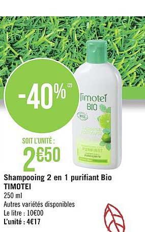 Shampooing 2 En 1 Purifiant Bio Timotei
