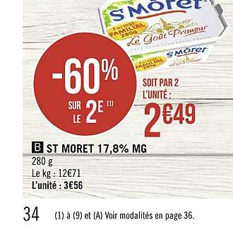st moret 17.8% m.g. -60% sur le 2e