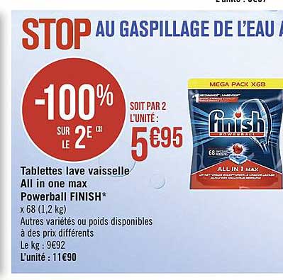 tablettes lave vaisselle all in one max powerball finish