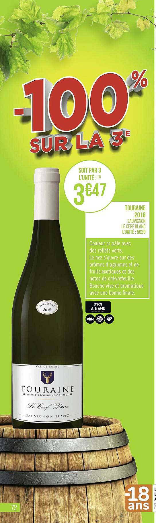 touraine 2018 cerf blanc -100% sur le 3e