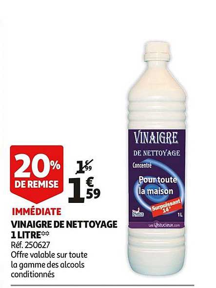 vinaigre de nettoyage 1 litre 20% de remise immédiate