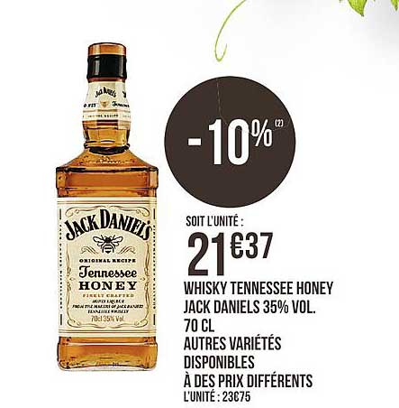whisky tennessee honey  jack daniels 35% vol. 70 cl.