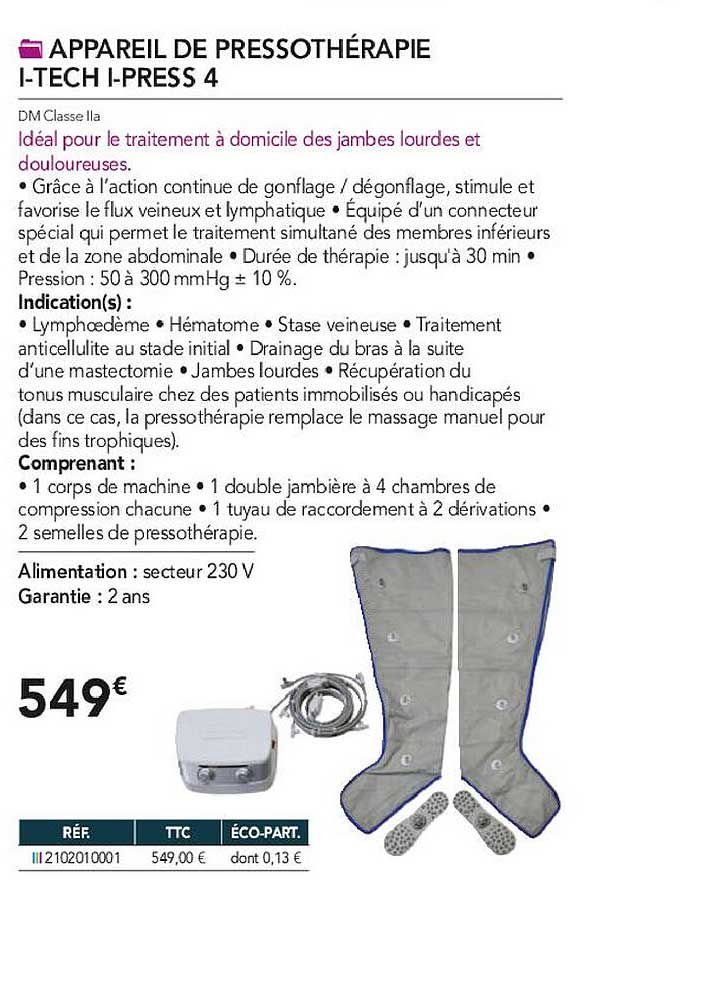 appareil de pressothérapie i-tech i-press 4