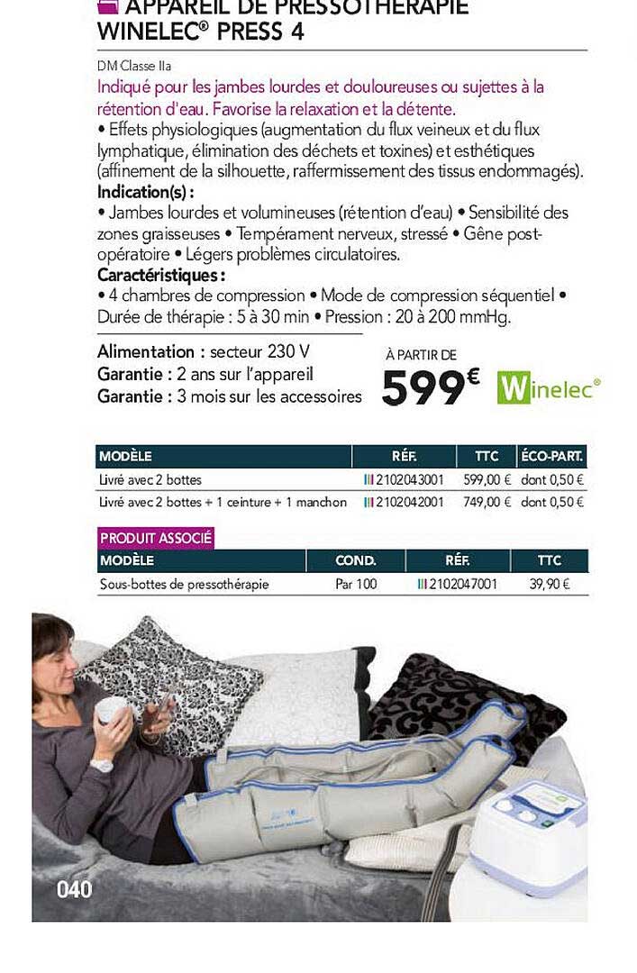appareil de pressothérapie winelec press 4