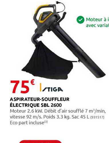 aspirateur-souffleur électrique sbl 2600 stiga