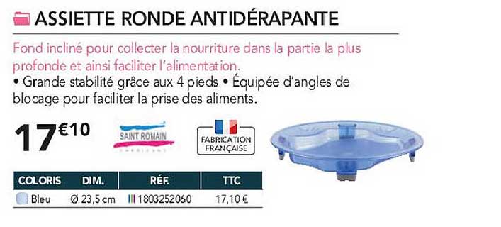 assiette ronde antidérapante saint romain