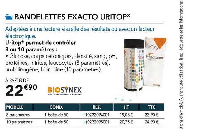 bandelettes exacto uritop biosynex