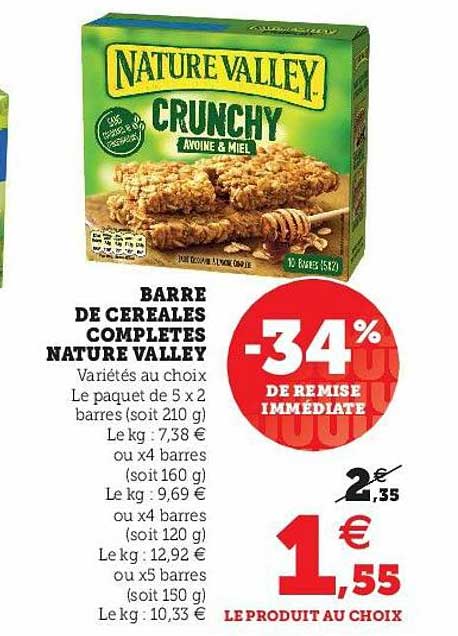 barre de céréales complètes nature valley