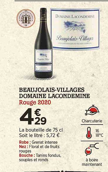 beaujolais-villages domaine lacondemine rouge 2020