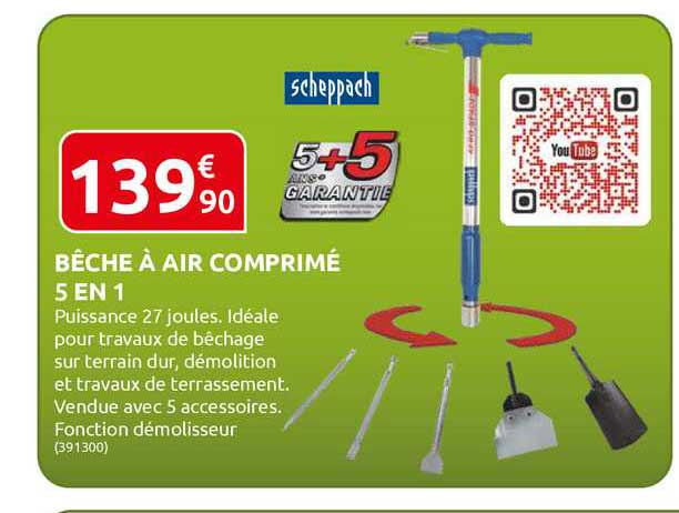 bêche à air comprimé 5 en 1