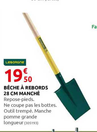 bêche à rebords 28 cm manché