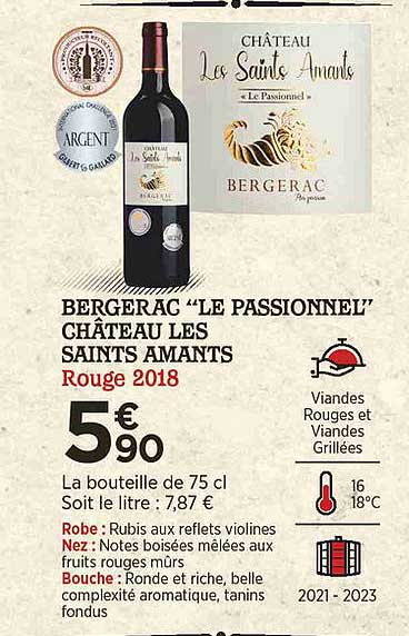 bergerac "le passionnel" château les saints amants rouge 2018
