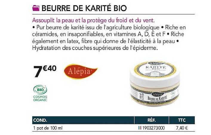 beurre de karité bio alépia