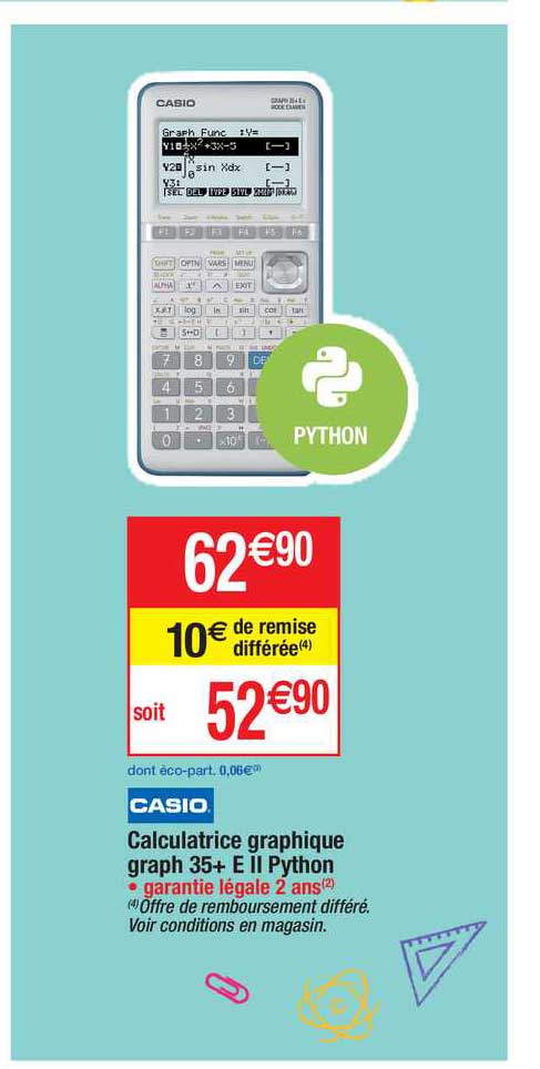 calculatrice graphique graph 35+ eII python casio